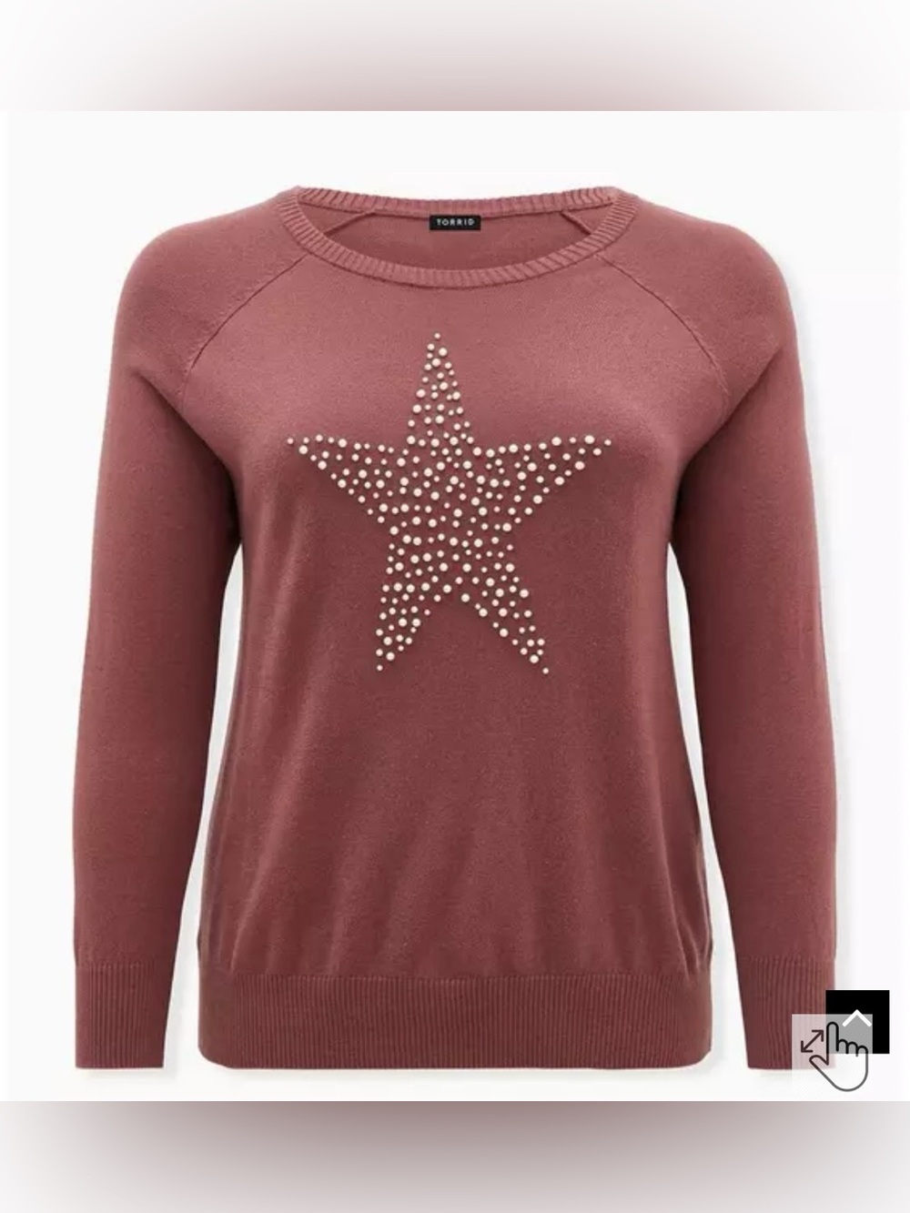 New Torrid Rose Star Studded Crewneck Pullover Sweater size 1 (14/16)